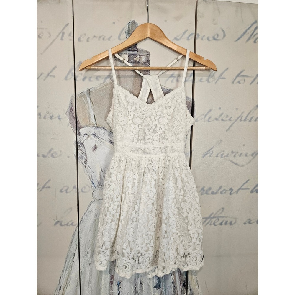 Abercrombie & Fitch Lace Mini Dress Small White Boho Coquette Open‎ Back Floral